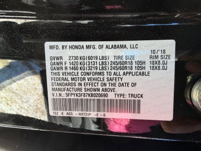 2019 Honda Ridgeline Black Edition